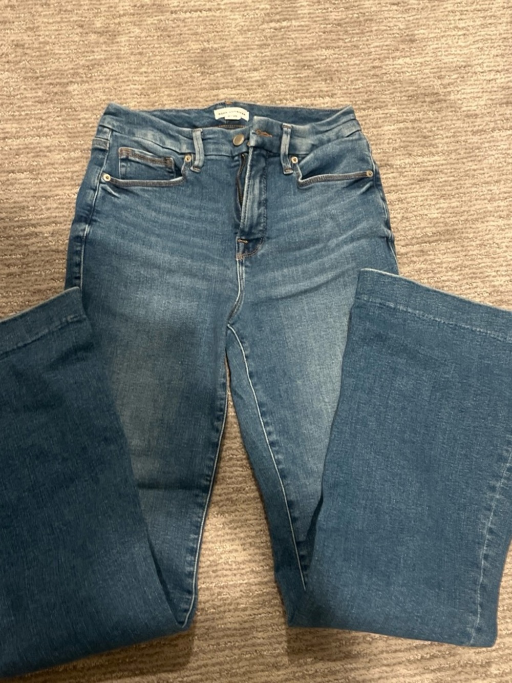 Good American Dark Blue Flared Jeans